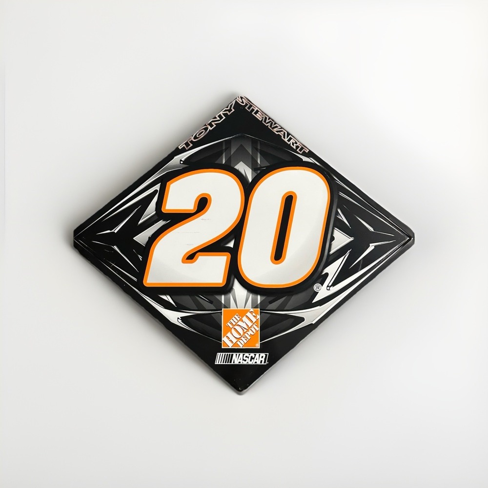 Vintage Tony Stewart #20 Home Depot NASCAR Metal Aluminum Tacker Sign 20x23